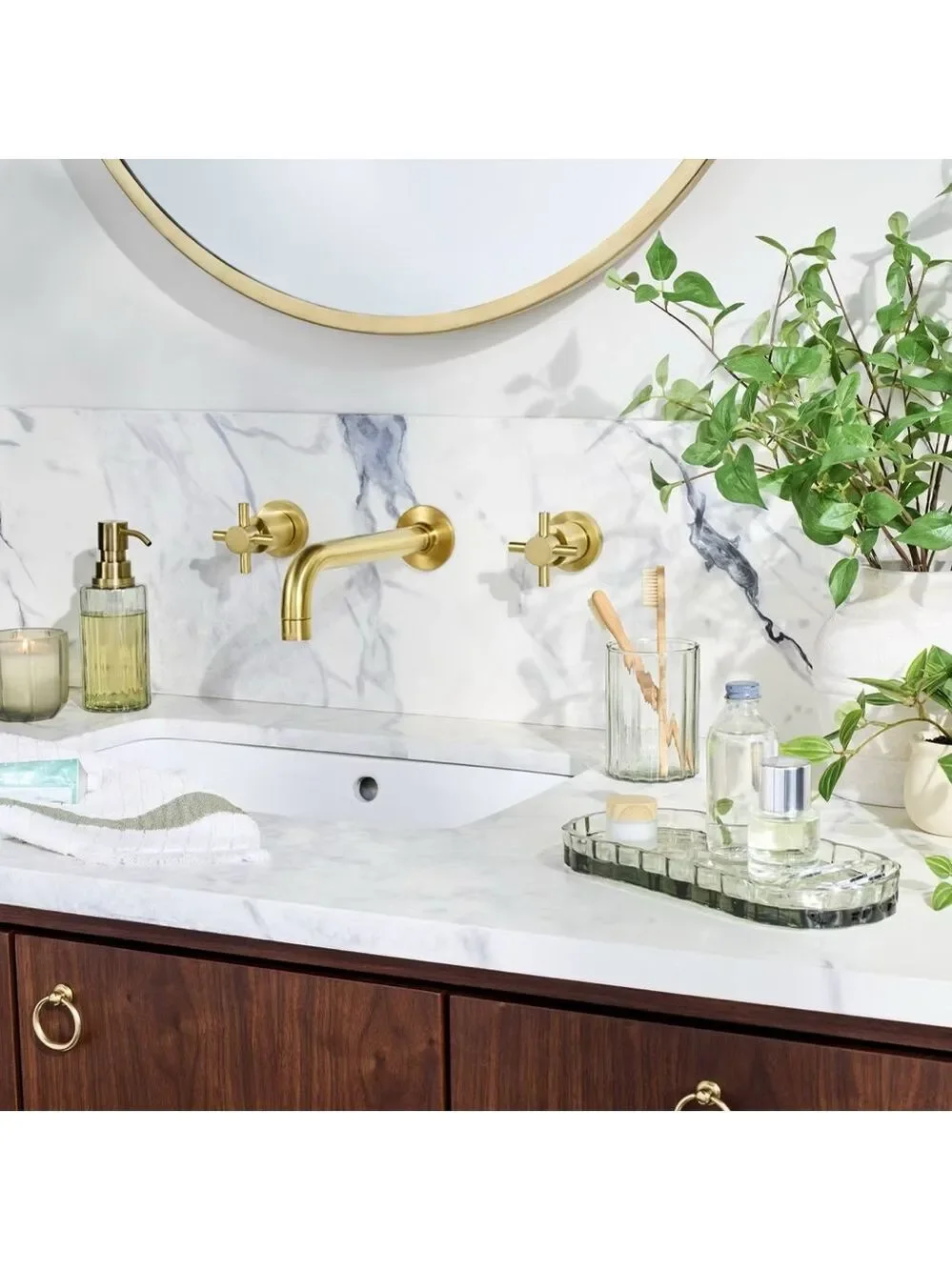Fluted Glass Bathroom Tray Light Green - Hearth & Hand™ with Magnolia